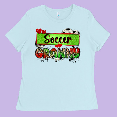 Soccer Granny With Leopard Ladies Tee Designed By Zillion Design Studio