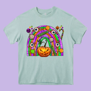 Halloween Rainbow Heavy Core Tee Designed By Texasbilliewilder