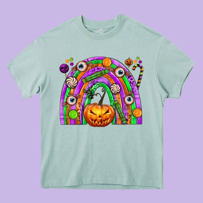 Halloween Rainbow Heavy Core Tee Designed By Texasbilliewilder
