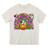 Cream Halloween Rainbow Heavy Core Tee - texasbilliewilder