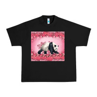 Black Panda With Sakura Blooms Urban Heavy Tee - LillyAllenDesigns