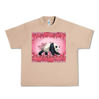 Burro Panda With Sakura Blooms Urban Heavy Tee - LillyAllenDesigns