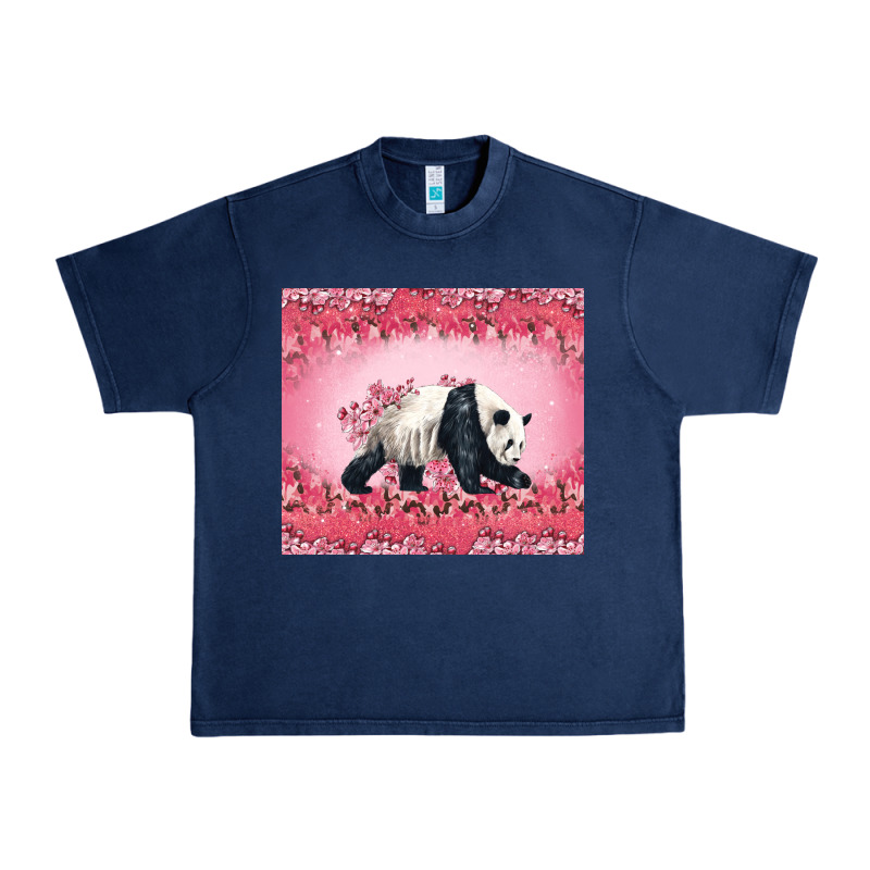 Panda With Sakura Blooms Urban Heavy Tee by LillyAllenDesigns | Teevron