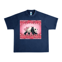 Navy Panda With Sakura Blooms Urban Heavy Tee - LillyAllenDesigns
