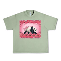 Oil Green Panda With Sakura Blooms Urban Heavy Tee - LillyAllenDesigns