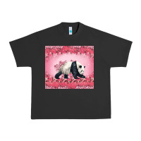 Pigment Black Panda With Sakura Blooms Urban Heavy Tee - LillyAllenDesigns