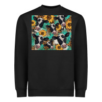 Black western leopard sunflower black and white  cow Heavyweight Sweatshirt - BarkalooDesign
