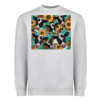 Heather Grey western leopard sunflower black and white  cow Heavyweight Sweatshirt - BarkalooDesign