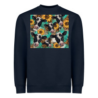 Navy western leopard sunflower black and white  cow Heavyweight Sweatshirt - BarkalooDesign