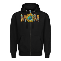 Black Western Mom With Gemstone And Sunflower Zipper Hoodie - BundleAndBundleShop