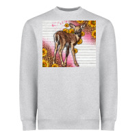 Heather Grey Western Cute Baby Deer Fawn Heavyweight Sweatshirt - LillyAllenDesigns