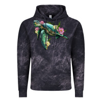 Cloud Black sea turtle with lotus Vintage Hoodie - Artiststas