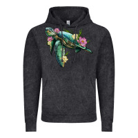 Vintage Black sea turtle with lotus Vintage Hoodie - Artiststas