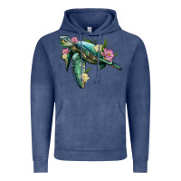Vintage Denim sea turtle with lotus Vintage Hoodie - Artiststas