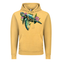 Vintage Mustard sea turtle with lotus Vintage Hoodie - Artiststas