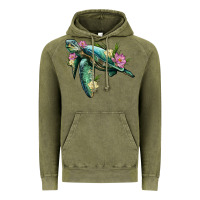 Vintage Olive sea turtle with lotus Vintage Hoodie - Artiststas