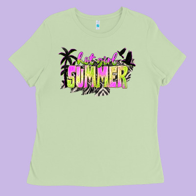 Hot Girl Summer With Palms Ladies Tee Designed By Texasbilliewilder