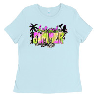 Baby Blue hot girl summer with palms Ladies Tee - texasbilliewilder