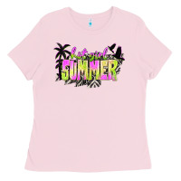 Bubblegum Pink hot girl summer with palms Ladies Tee - texasbilliewilder
