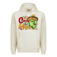 Oatmeal Heather Cinco de mayo with cactus Premium Hoodie - NancyCooperArtShop
