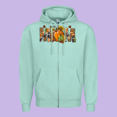 Western Mom With Pumpkins Zipper Hoodie Designed By Bundleandbundleshop