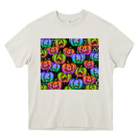Cream Halloween Pumpkins Heavy Core Tee - texasbilliewilder