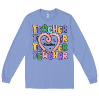 Colony Blue teacher and pencil heart Long Sleeve Tee - MaliasSmallBusiness