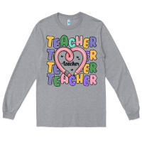 Heather Grey teacher and pencil heart Long Sleeve Tee - MaliasSmallBusiness