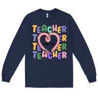 Navy teacher and pencil heart Long Sleeve Tee - MaliasSmallBusiness