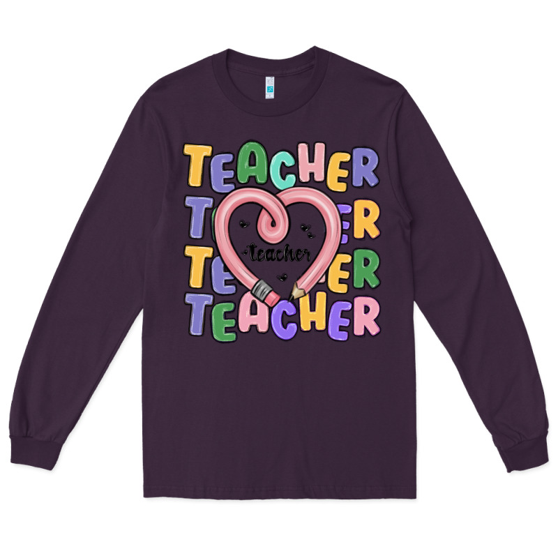 Teacher And Pencil Heart Long Sleeve Tee by MaliasSmallBusiness | Teevron
