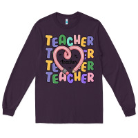 Plum teacher and pencil heart Long Sleeve Tee - MaliasSmallBusiness