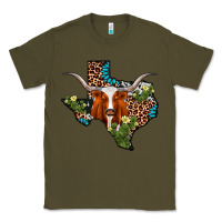 Army Green longhorn texas map Classic Tee - AdoDesignShop