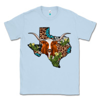 Dusty Blue longhorn texas map Classic Tee - AdoDesignShop