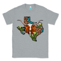 Heather Grey longhorn texas map Classic Tee - AdoDesignShop