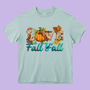 Love Fall Y'all Heavy Core Tee Designed By Barkaloodesign
