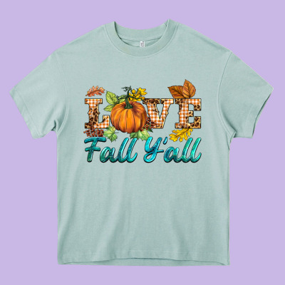 Love Fall Y'all Heavy Core Tee Designed By Barkaloodesign