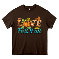 Chocolate Brown love fall y'all Heavy Core Tee - BarkalooDesign