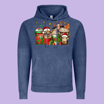 Christmas Cows Coffee Vintage Hoodie Designed By Jasminsmagicworld