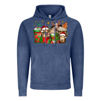 Vintage Denim christmas cows coffee Vintage Hoodie - Jasminsmagicworld