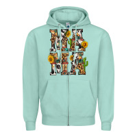 Seafoam Western Mama With Sunflowers Zipper Hoodie - BundleAndBundleShop