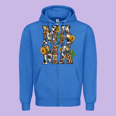 Western Mama With Sunflowers Zipper Hoodie Designed By Bundleandbundleshop
