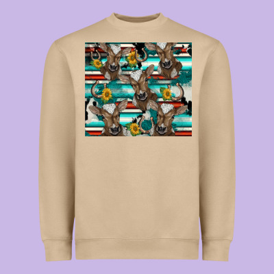 Western Horseshoe Sunflower Brown Cow Heavyweight Sweatshirt Designed By Barkaloodesign