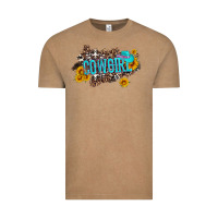 Vintage Coffee western cowgirl and sunflower with hat and cowhide leopard Vintage Tee - Artiststas