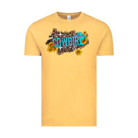 Vintage Mustard western cowgirl and sunflower with hat and cowhide leopard Vintage Tee - Artiststas