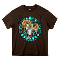 Chocolate Brown gamestone with bull skull Heavy Core Tee - RanaPortraitStore
