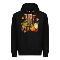 Black Heifer with Pumpkins Premium Hoodie - texasbilliewilder
