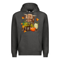 Charcoal Heather Heifer with Pumpkins Premium Hoodie - texasbilliewilder
