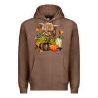 Chestnut Heifer with Pumpkins Premium Hoodie - texasbilliewilder