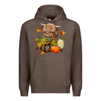 Coffee Heifer with Pumpkins Premium Hoodie - texasbilliewilder