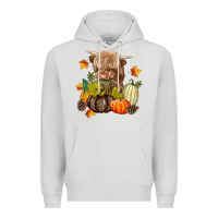 Dove Grey Heifer with Pumpkins Premium Hoodie - texasbilliewilder